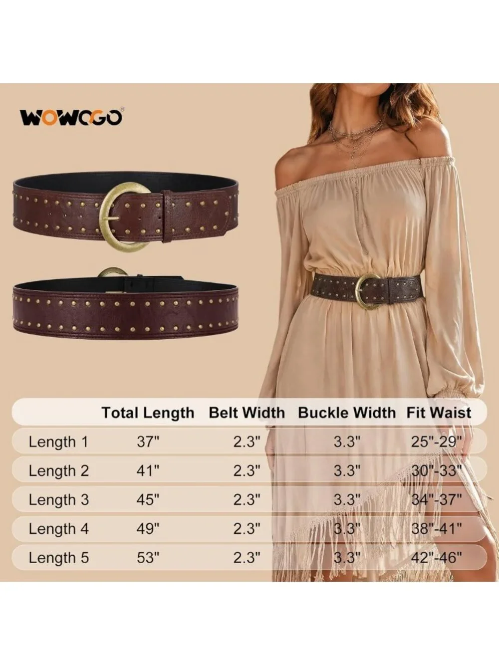 Wide Chunky Leather Waist Belt for Women - 2.3